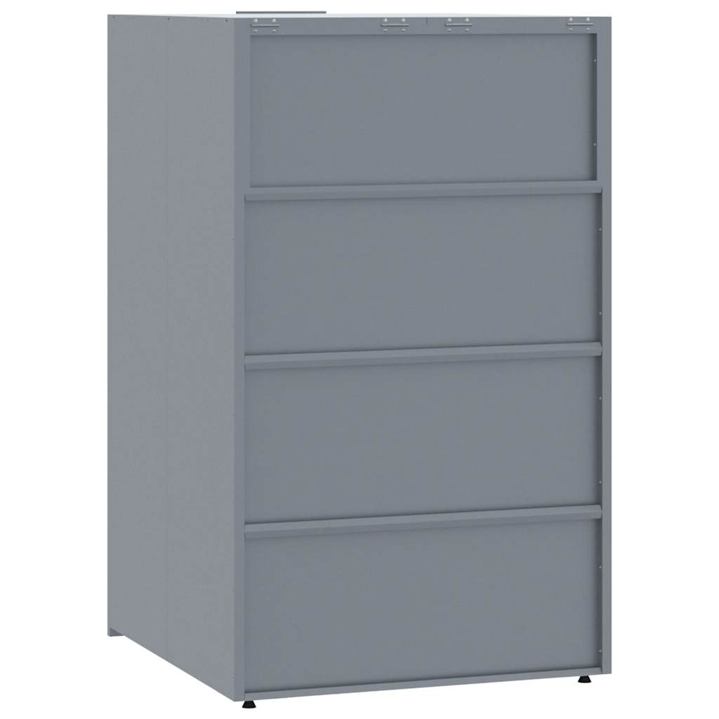 vidaXL Depozitare coș gunoi cu roți 3 coșuri gri 207x79x117 cm oțel vidaXL Depozitare coș gunoi cu roți 3 coșuri gri 207x79x117 cm oțel