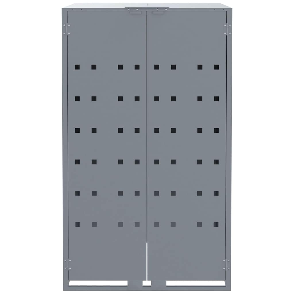 vidaXL Depozitare coș gunoi cu roți 4 coșuri gri 276x79x117 cm oțel vidaXL Depozitare coș gunoi cu roți 4 coșuri gri 276x79x117 cm oțel