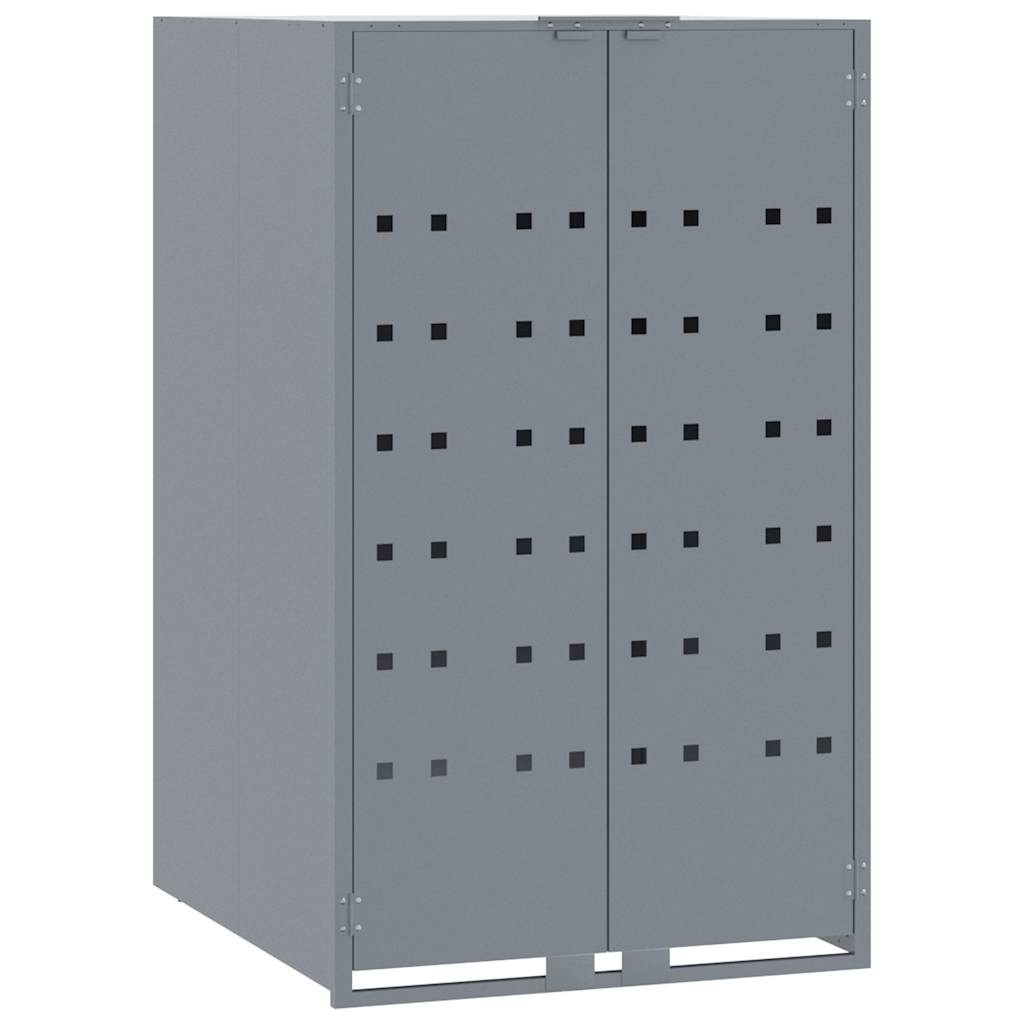 vidaXL Depozitare coș gunoi cu roți 5 coșuri gri 345x79x117 cm oțel vidaXL Depozitare coș gunoi cu roți 5 coșuri gri 345x79x117 cm oțel