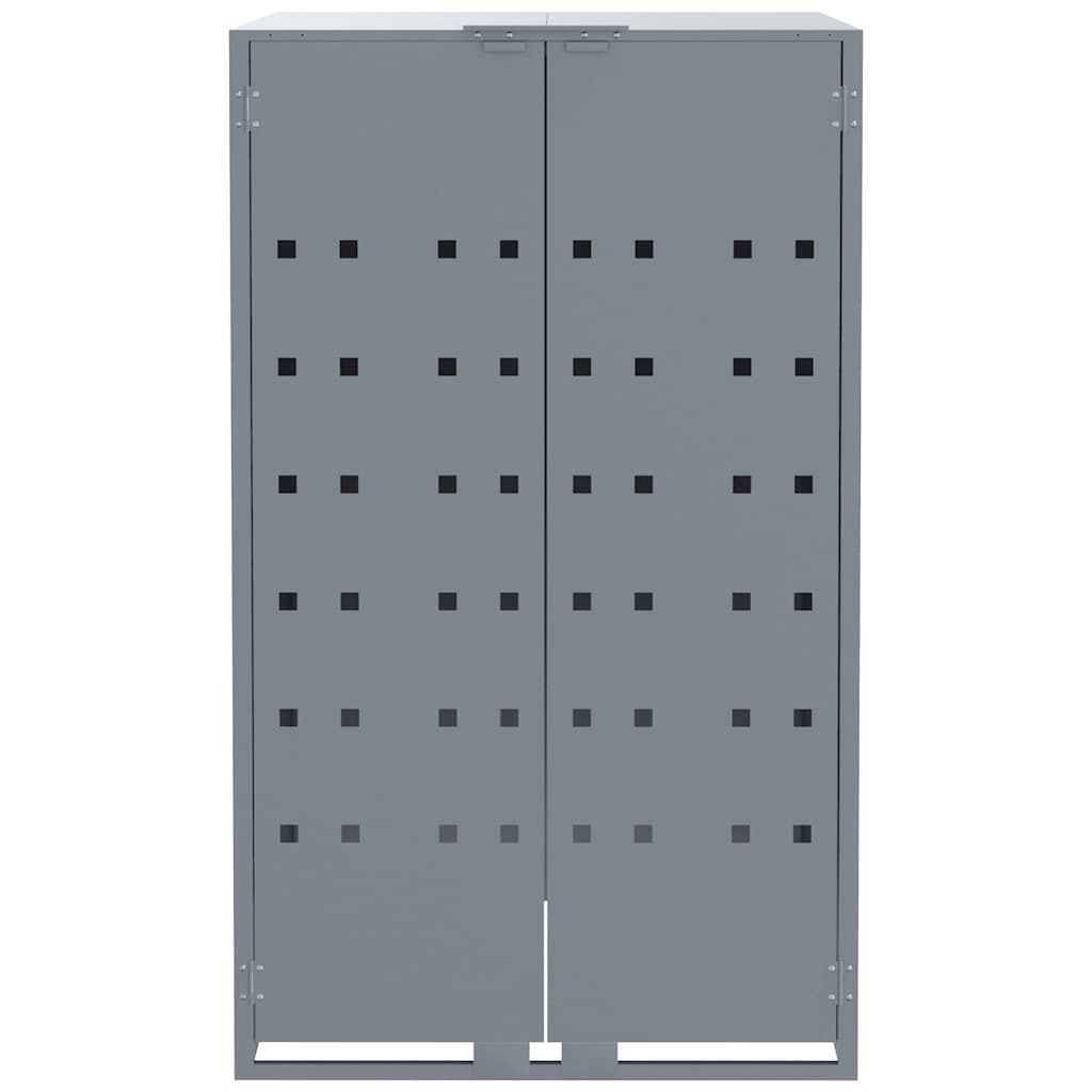 vidaXL Depozitare coș gunoi cu roți 5 coșuri gri 345x79x117 cm oțel vidaXL Depozitare coș gunoi cu roți 5 coșuri gri 345x79x117 cm oțel