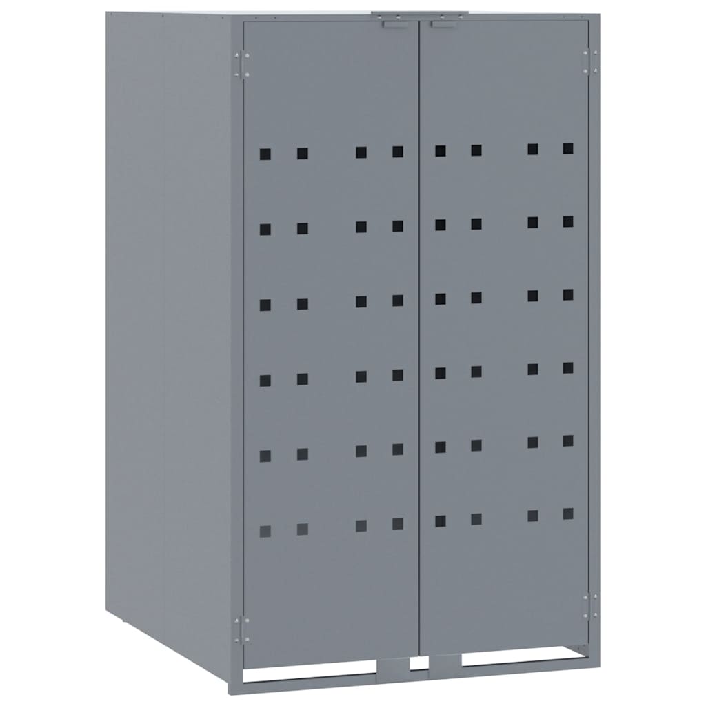 vidaXL Depozitare coș gunoi cu roți 6 coșuri gri 414x79x117 cm oțel vidaXL Depozitare coș gunoi cu roți 6 coșuri gri 414x79x117 cm oțel