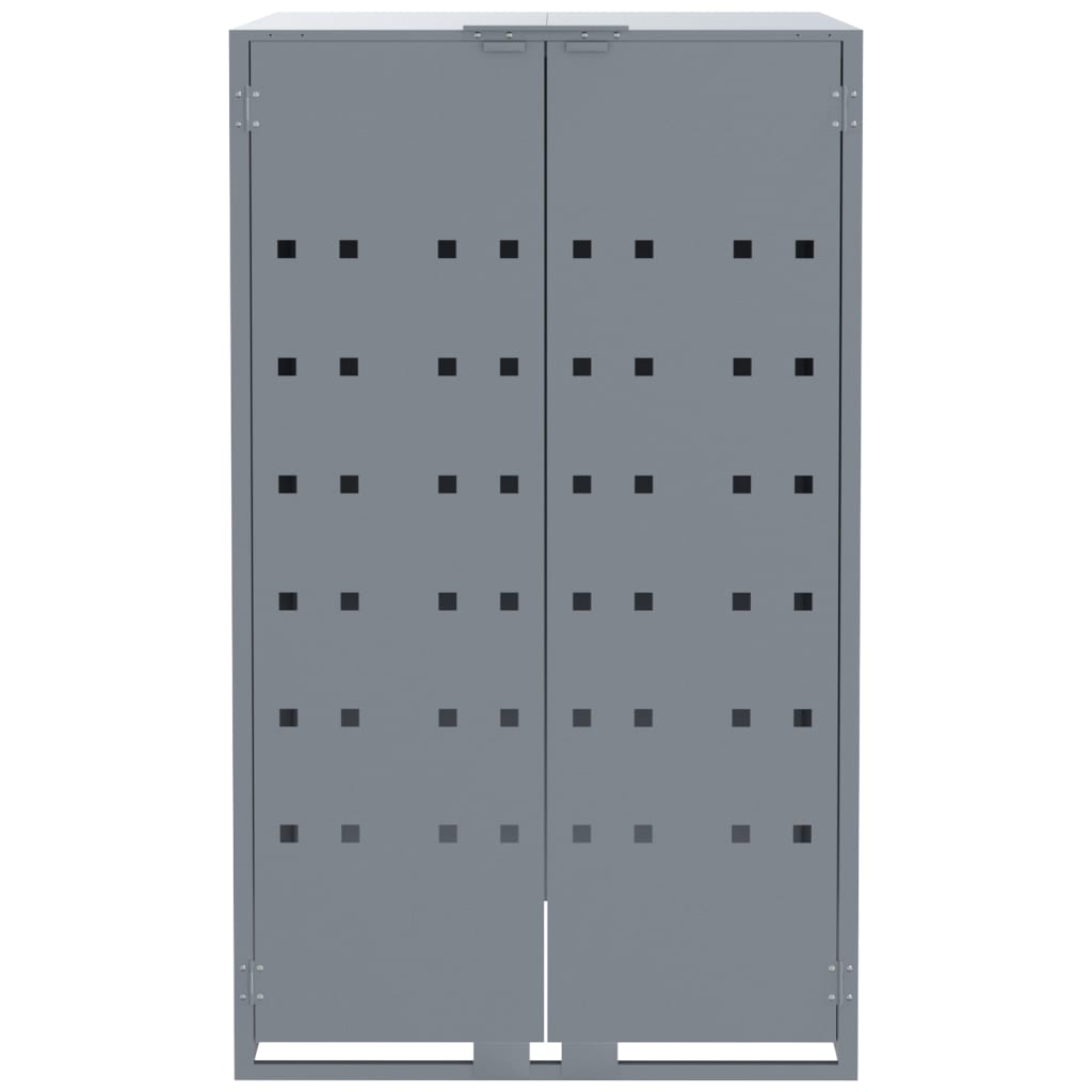 vidaXL Depozitare coș gunoi cu roți 6 coșuri gri 414x79x117 cm oțel vidaXL Depozitare coș gunoi cu roți 6 coșuri gri 414x79x117 cm oțel