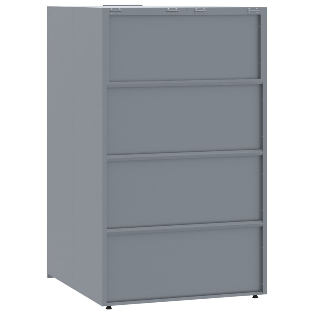 vidaXL Depozitare coș gunoi cu roți 6 coșuri gri 414x79x117 cm oțel vidaXL Depozitare coș gunoi cu roți 6 coșuri gri 414x79x117 cm oțel
