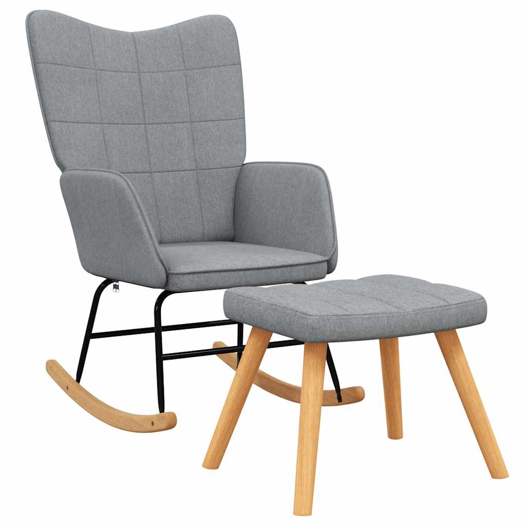 vidaXL Scaun balansoar cu taburet, gri deschis, textil vidaXL Scaun balansoar cu taburet, gri deschis, textil