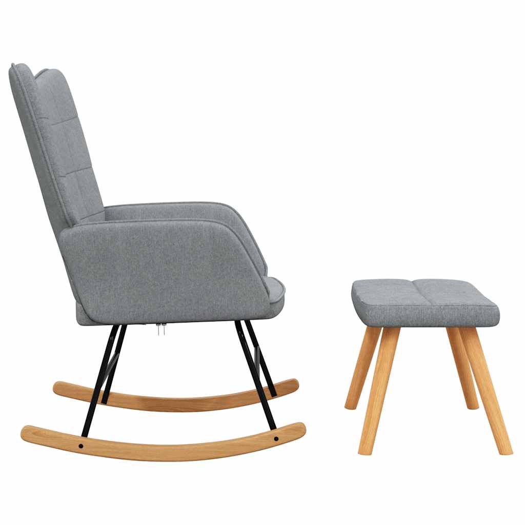 vidaXL Scaun balansoar cu taburet, gri deschis, textil vidaXL Scaun balansoar cu taburet, gri deschis, textil