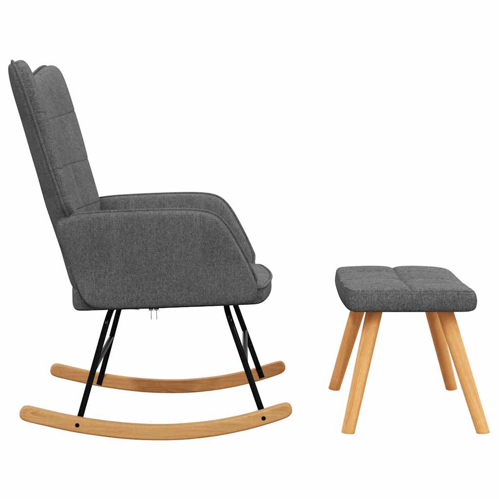 vidaXL Scaun balansoar cu taburet, gri închis, textil vidaXL Scaun balansoar cu taburet, gri închis, textil