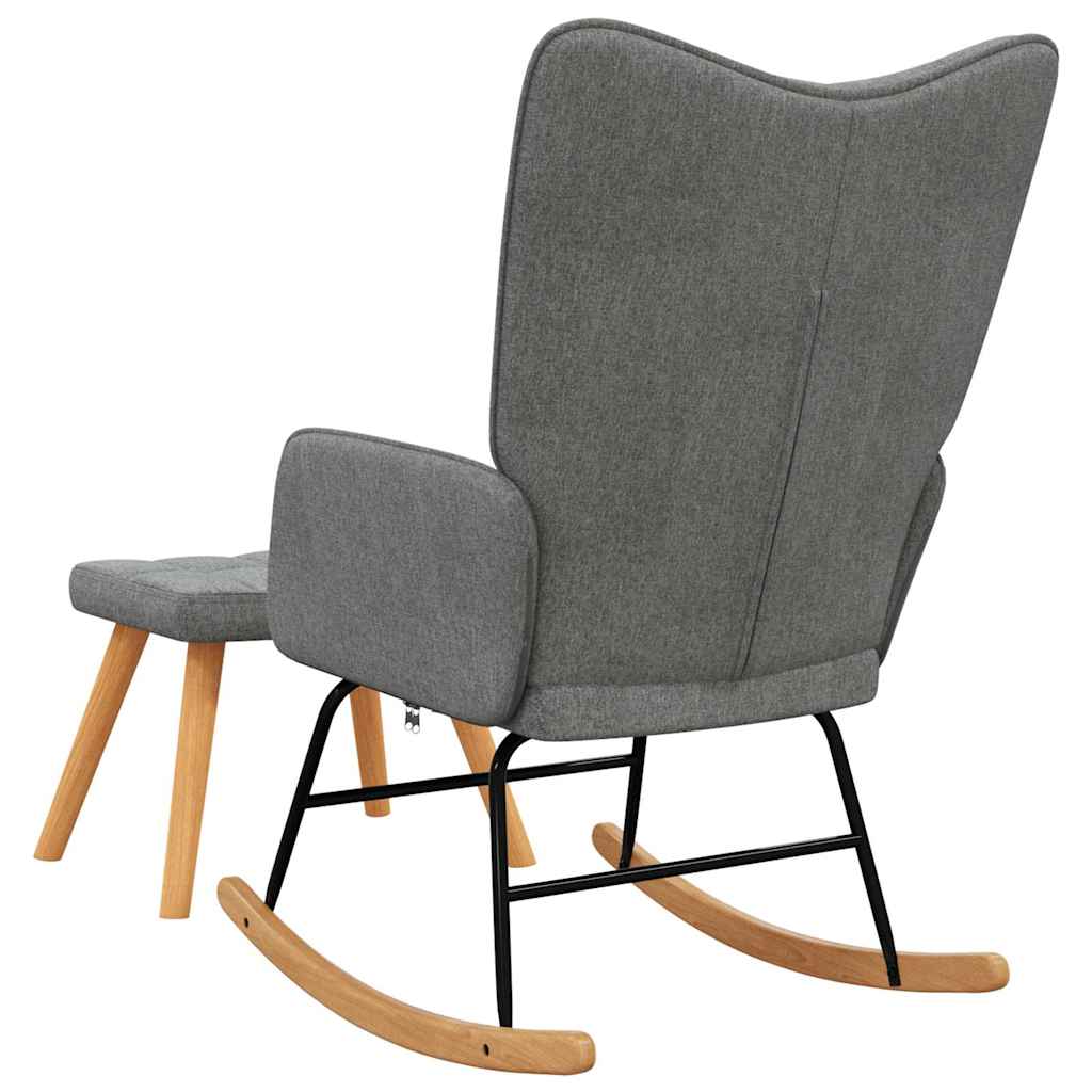 vidaXL Scaun balansoar cu taburet, gri închis, textil vidaXL Scaun balansoar cu taburet, gri închis, textil