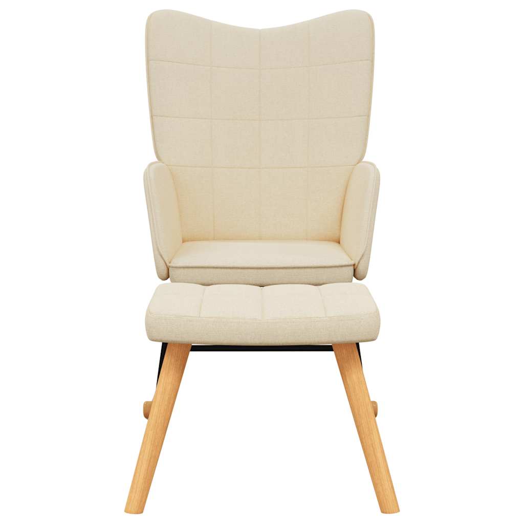 vidaXL Scaun balansoar cu taburet, crem, textil vidaXL Scaun balansoar cu taburet, crem, textil