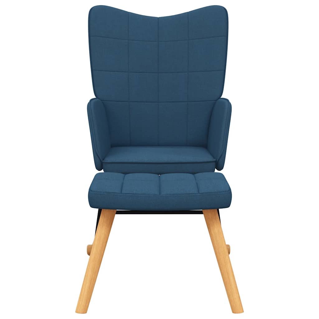 vidaXL Scaun balansoar cu taburet, albastru, textil vidaXL Scaun balansoar cu taburet, albastru, textil
