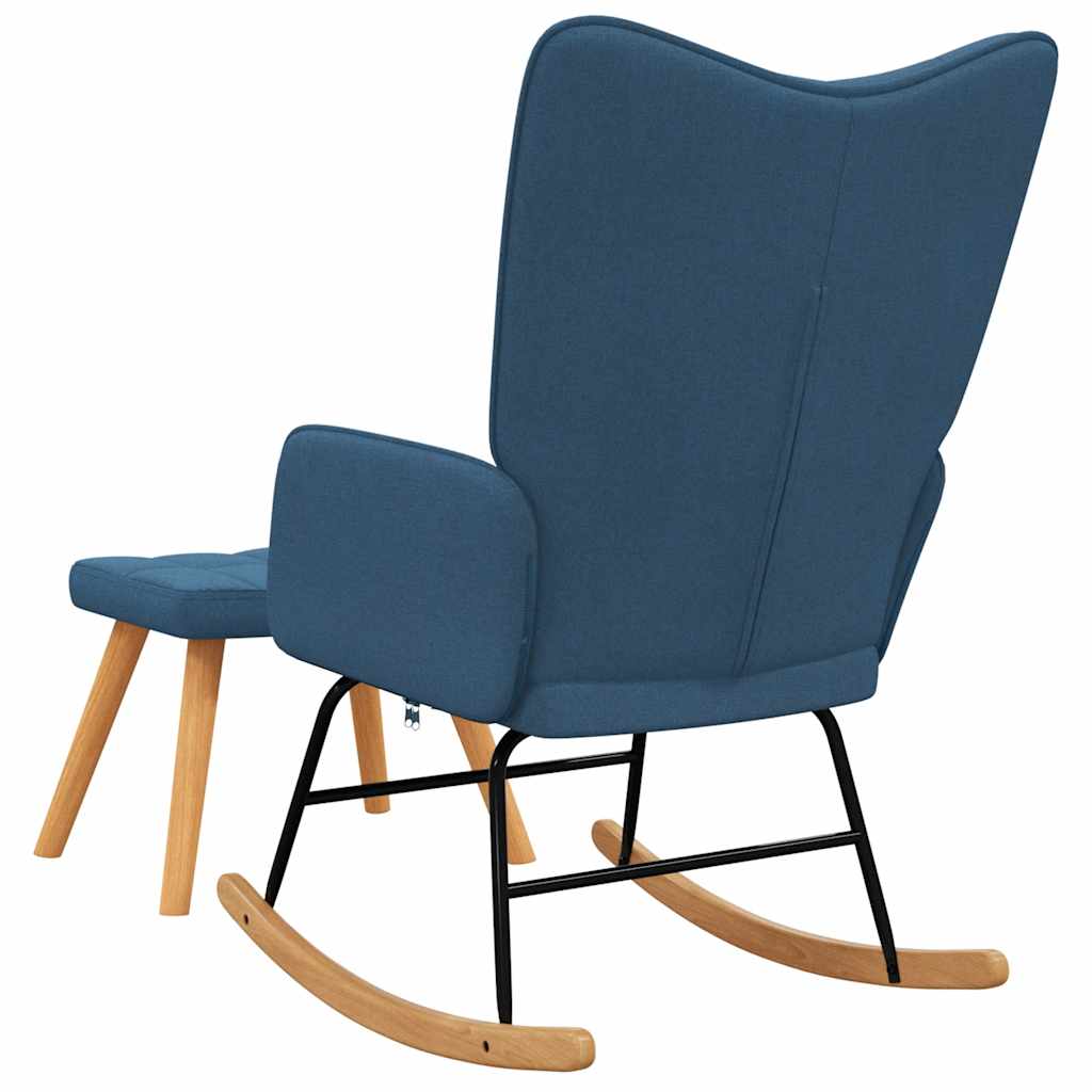 vidaXL Scaun balansoar cu taburet, albastru, textil vidaXL Scaun balansoar cu taburet, albastru, textil