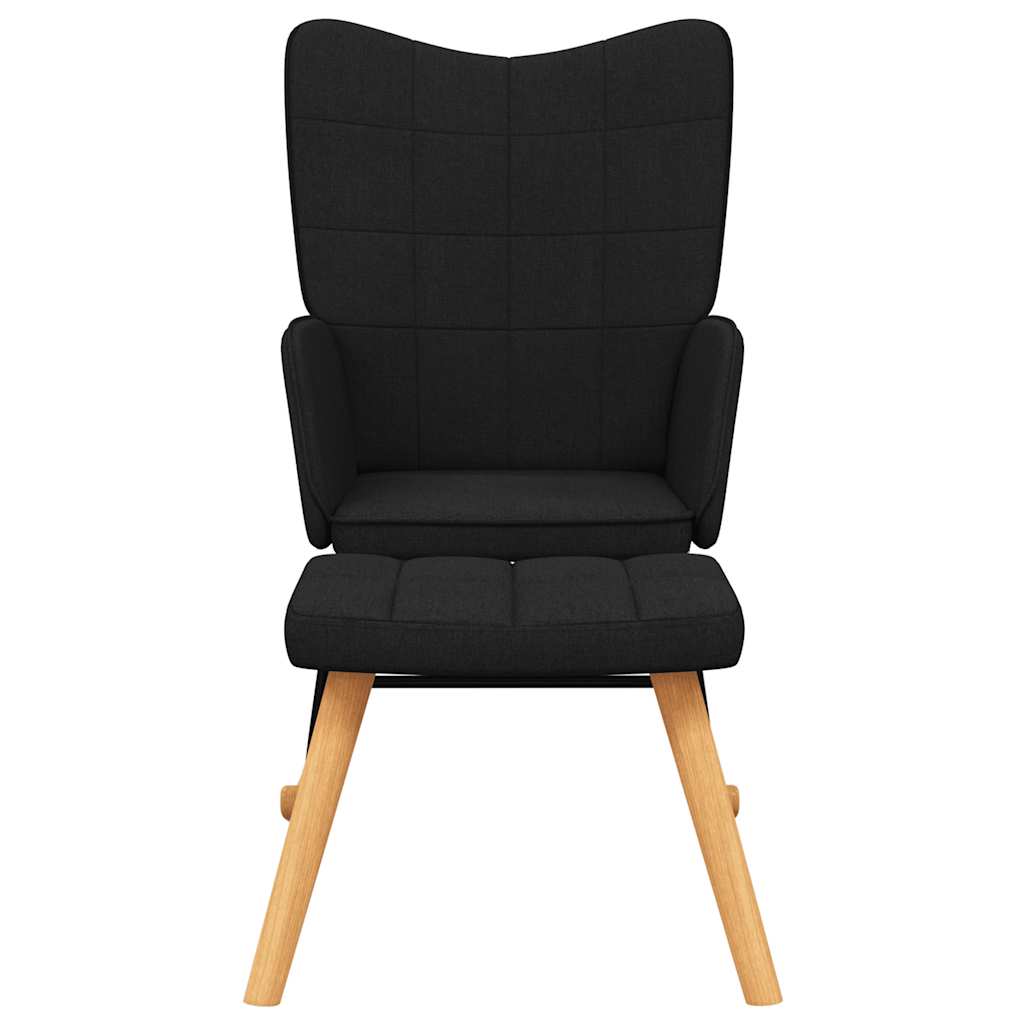vidaXL Scaun balansoar cu taburet, negru, textil