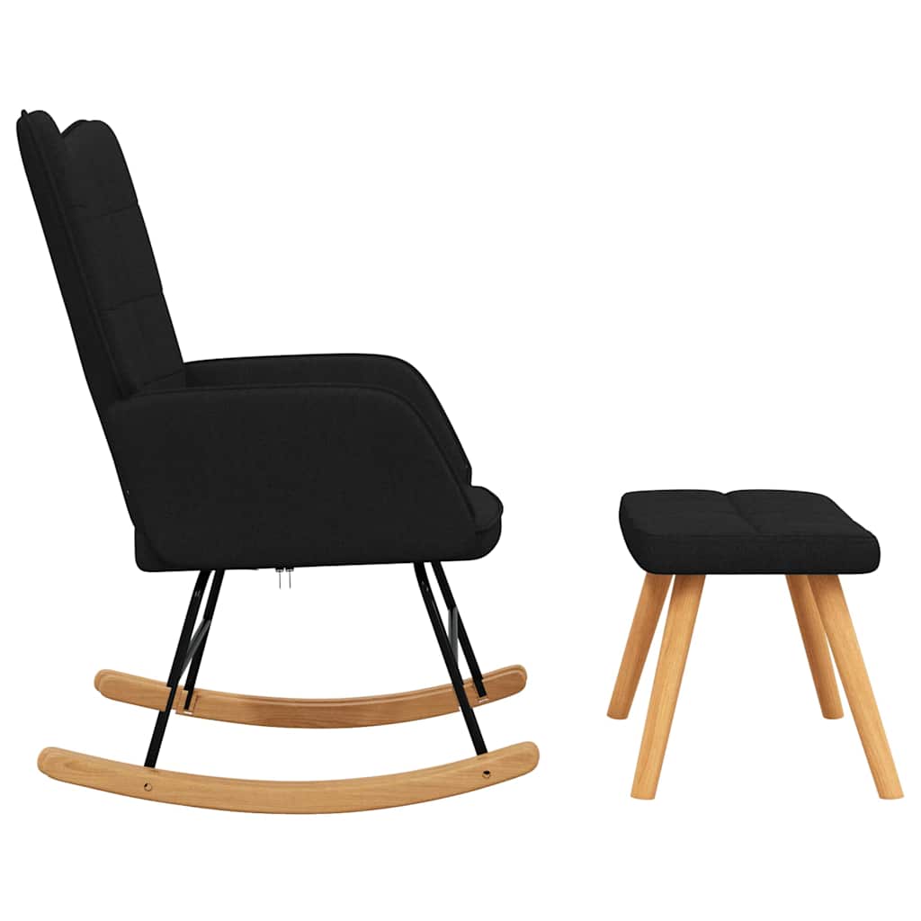 vidaXL Scaun balansoar cu taburet, negru, textil