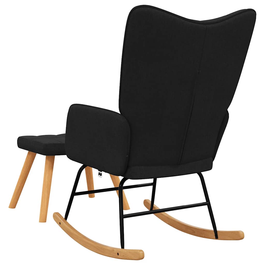 vidaXL Scaun balansoar cu taburet, negru, textil
