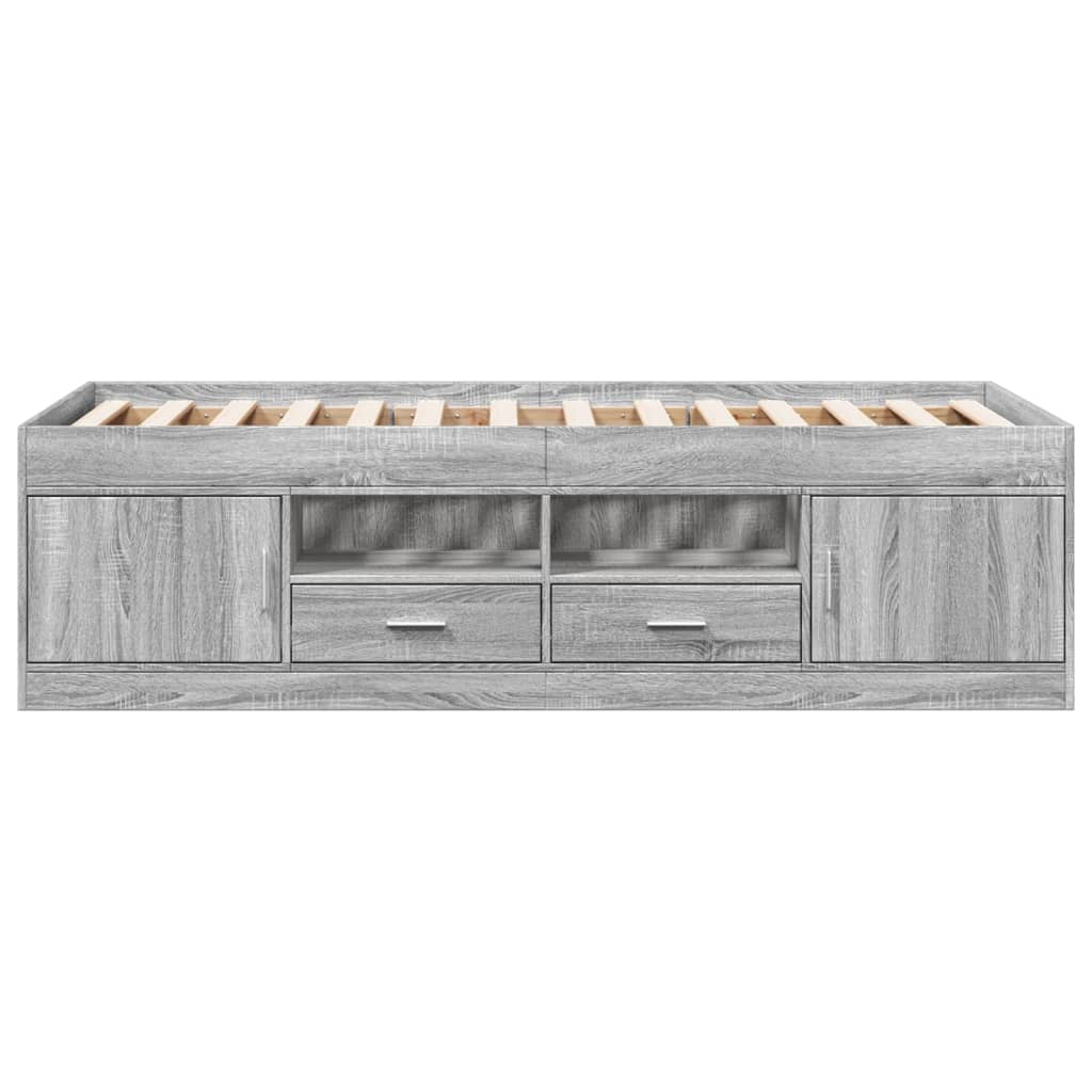 vidaXL Pat de zi cu sertare fără saltea, gri sonoma, 100x200 cm