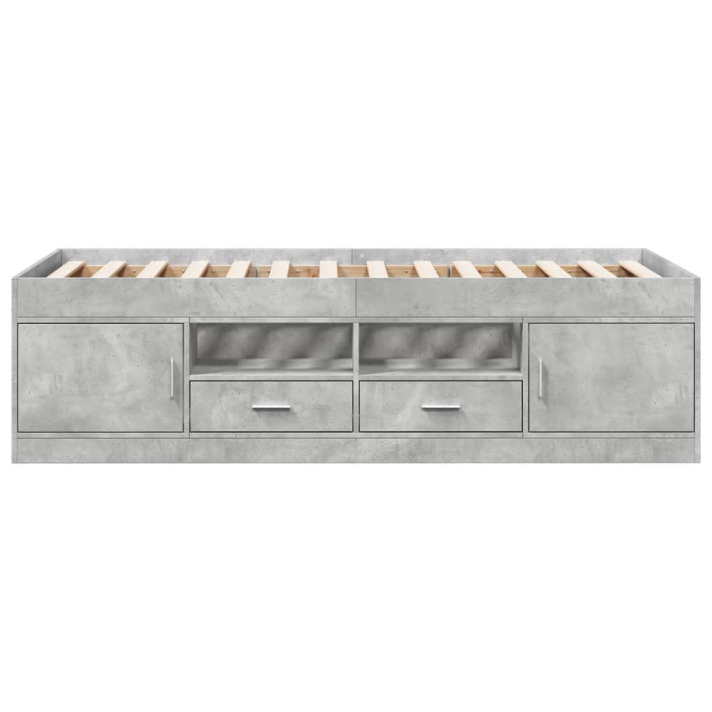 vidaXL Pat de zi cu sertare fără saltea, gri beton, 90x200 cm