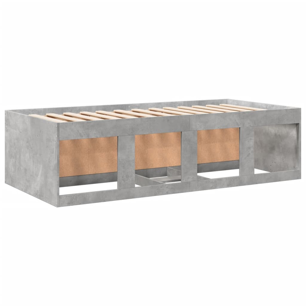 vidaXL Pat de zi cu sertare fără saltea, gri beton, 90x200 cm
