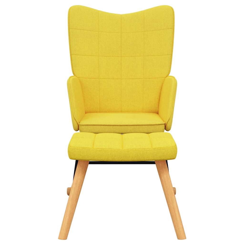 vidaXL Scaun balansoar cu taburet, galben muștar, textil vidaXL Scaun balansoar cu taburet, galben muștar, textil