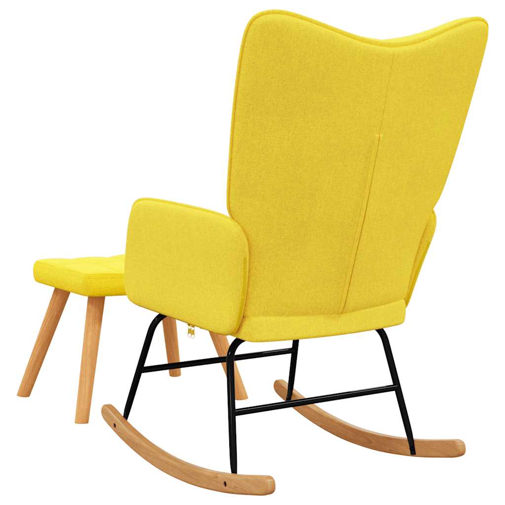 vidaXL Scaun balansoar cu taburet, galben muștar, textil vidaXL Scaun balansoar cu taburet, galben muștar, textil