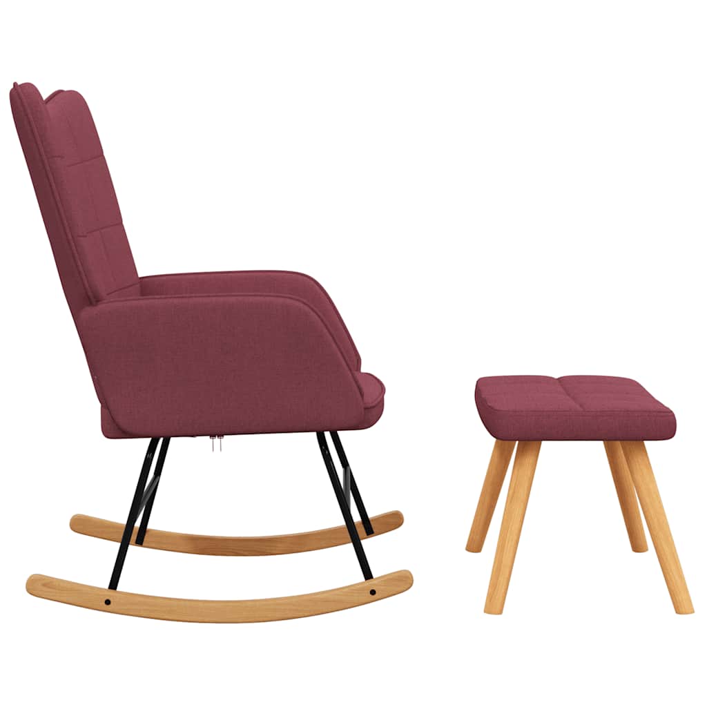 vidaXL Scaun balansoar cu taburet, roșu vin, textil