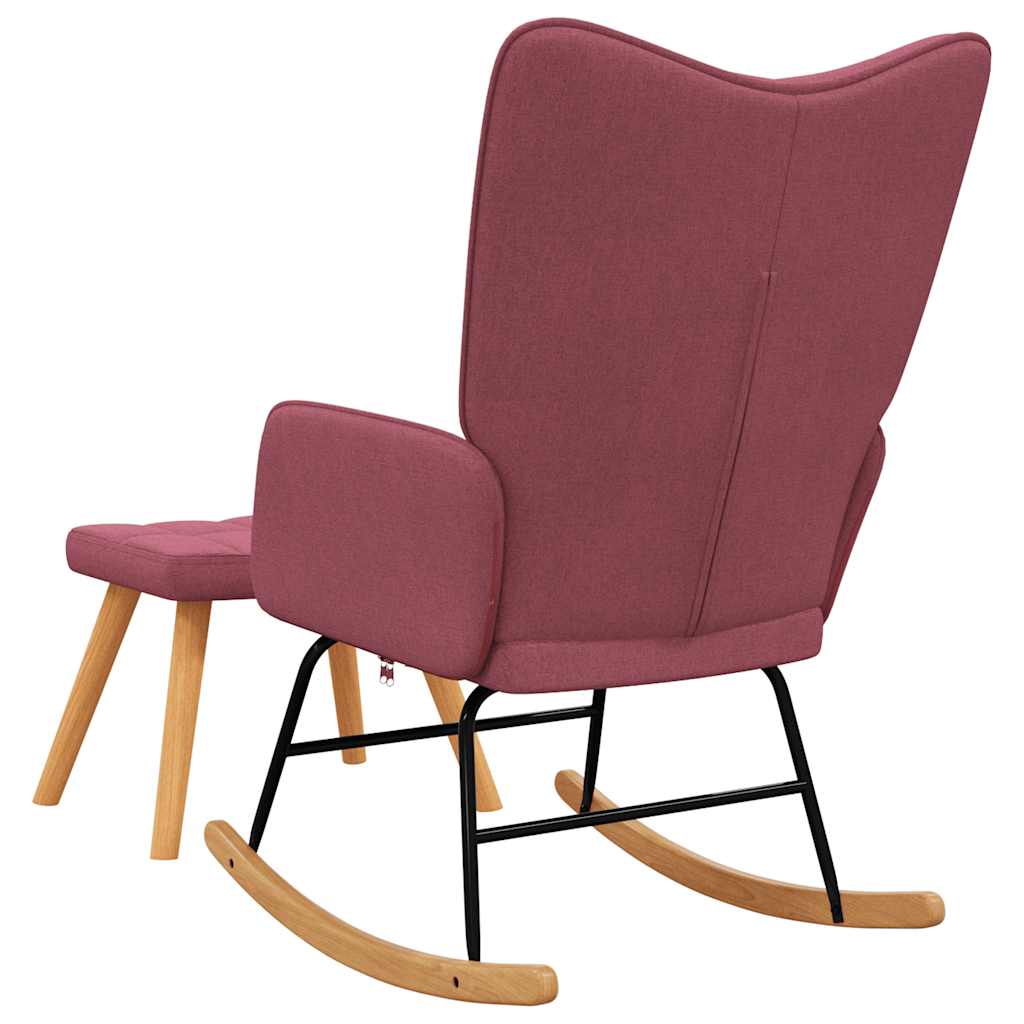 vidaXL Scaun balansoar cu taburet, roșu vin, textil