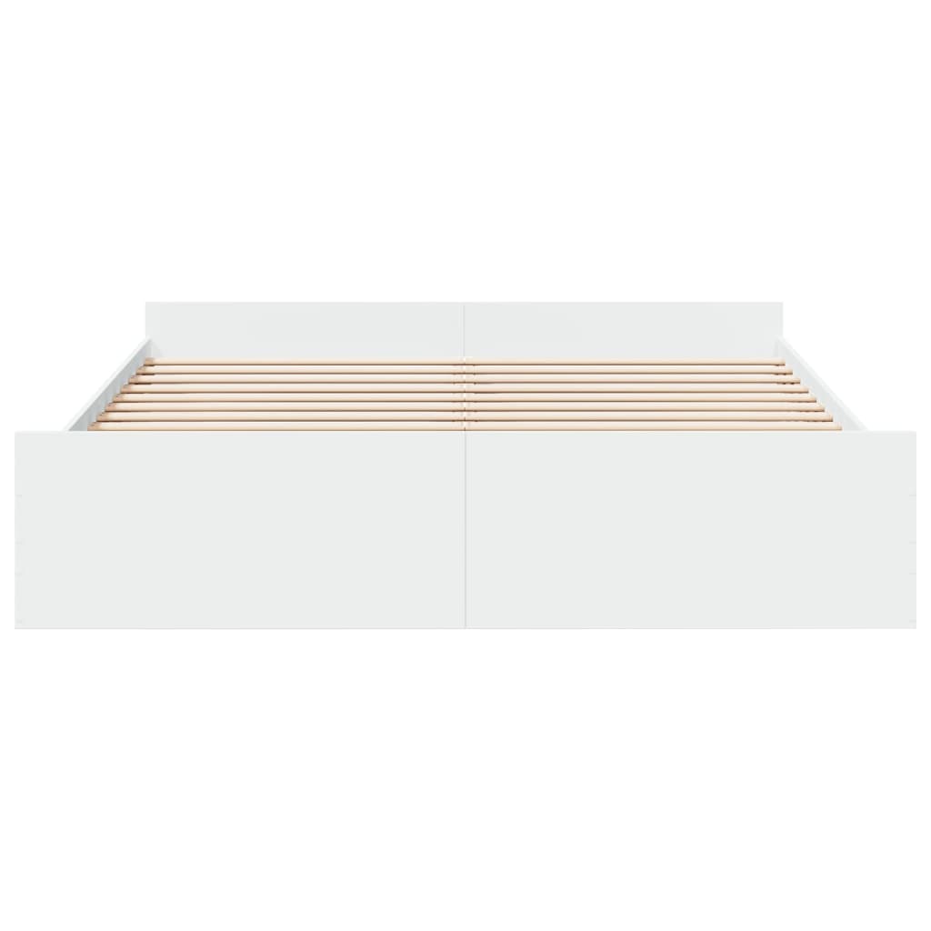 vidaXL Cadru de pat cu sertare alb 200x200 cm lemn prelucrat
