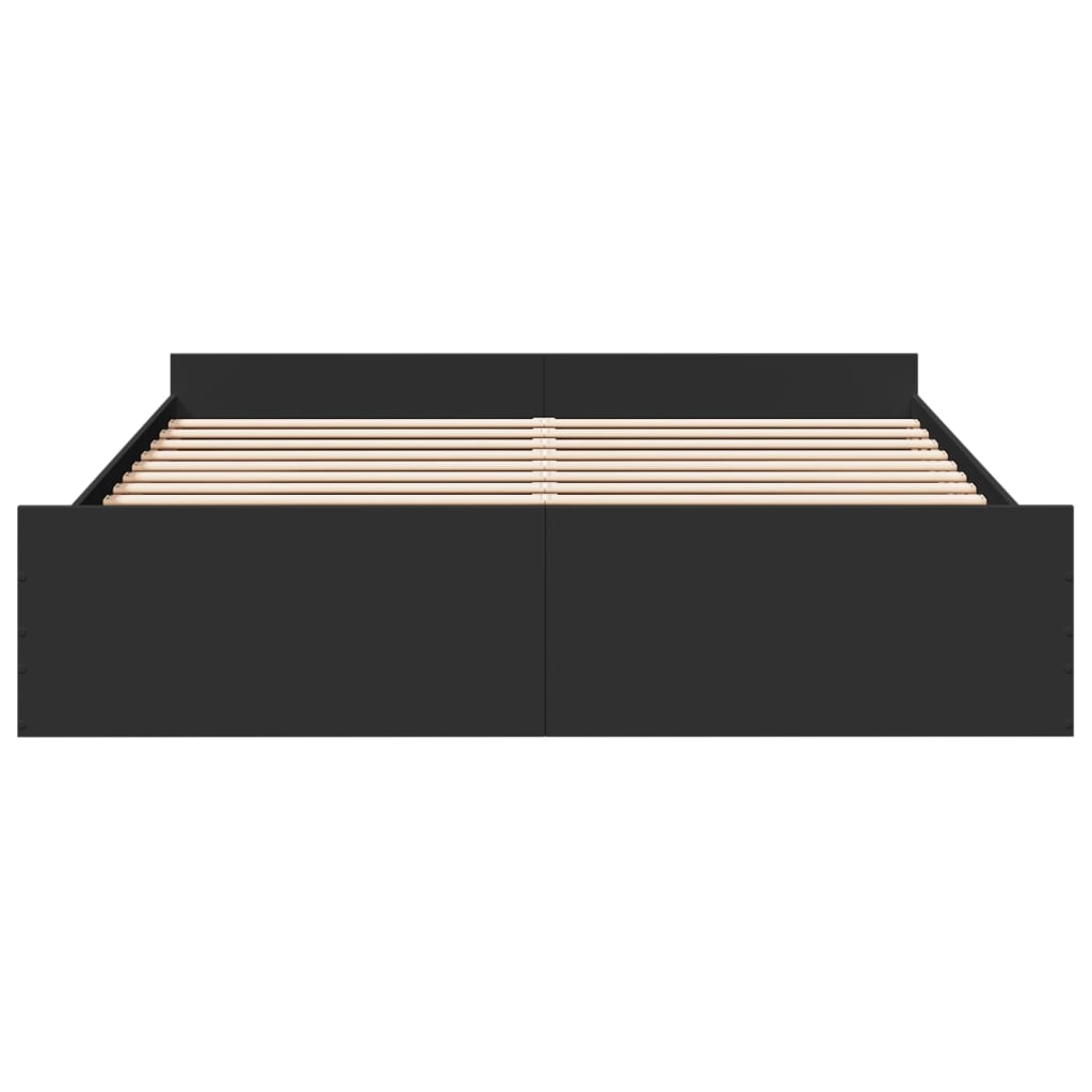 vidaXL Cadru de pat cu sertare negru 200x200 cm lemn prelucrat