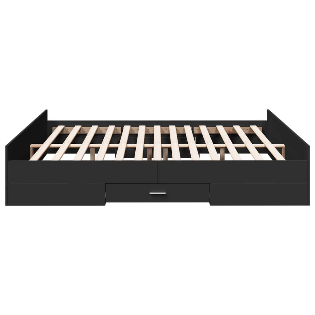 vidaXL Cadru de pat cu sertare negru 200x200 cm lemn prelucrat