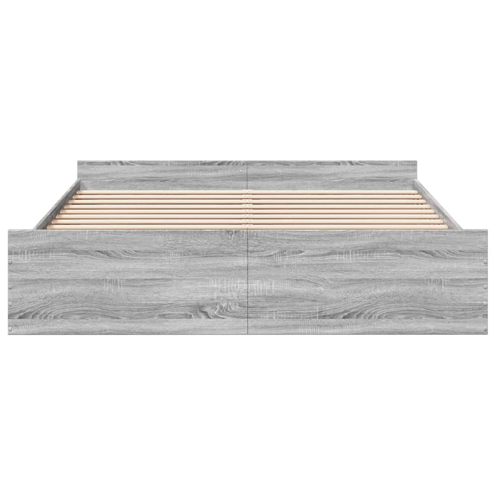 vidaXL Cadru de pat cu sertare gri sonoma 200x200 cm lemn prelucrat