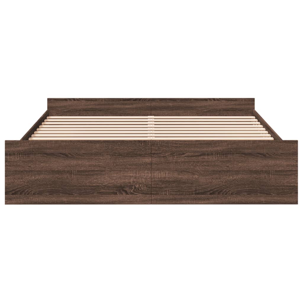 vidaXL Cadru de pat cu sertare stejar maro 200x200 cm lemn prelucrat