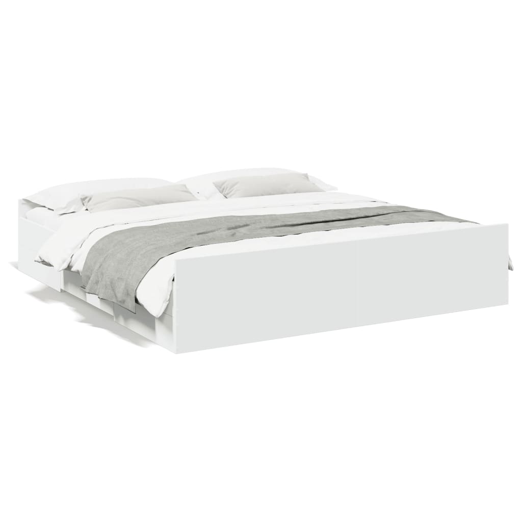 vidaXL Cadru de pat cu sertare, alb, 180x200 cm, lemn prelucrat vidaXL Cadru de pat cu sertare, alb, 180x200 cm, lemn prelucrat