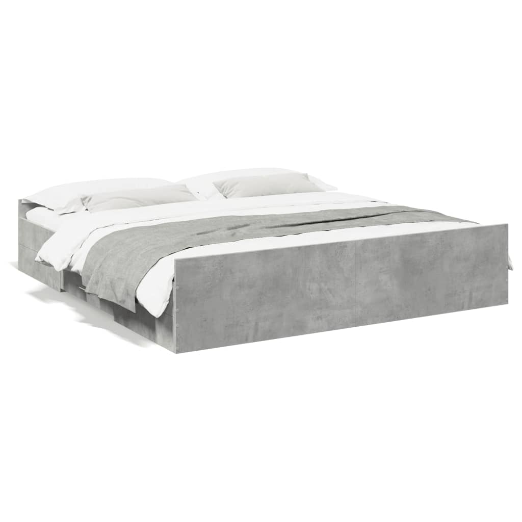 vidaXL Cadru de pat cu sertare, gri beton, 180x200 cm, lemn prelucrat vidaXL Cadru de pat cu sertare, gri beton, 180x200 cm, lemn prelucrat