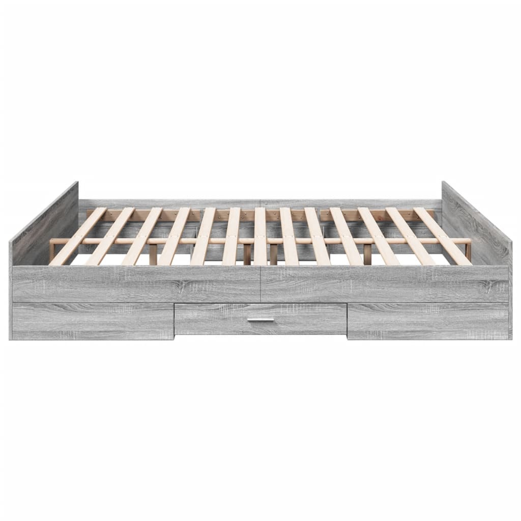 vidaXL Cadru de pat cu sertare gri sonoma 180x200 cm lemn prelucrat