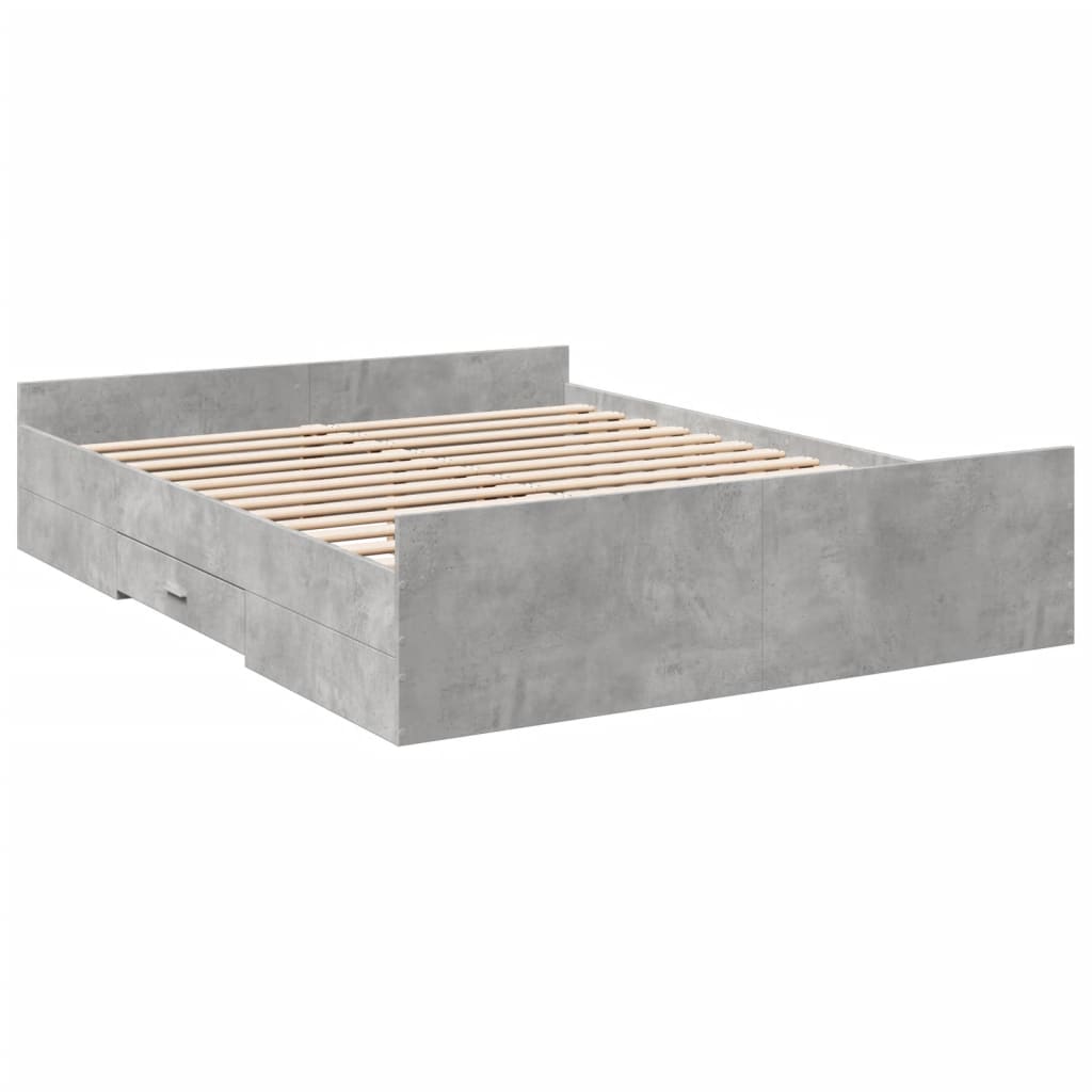 vidaXL Cadru de pat cu sertare, gri beton, 160x200 cm, lemn prelucrat vidaXL Cadru de pat cu sertare, gri beton, 160x200 cm, lemn prelucrat