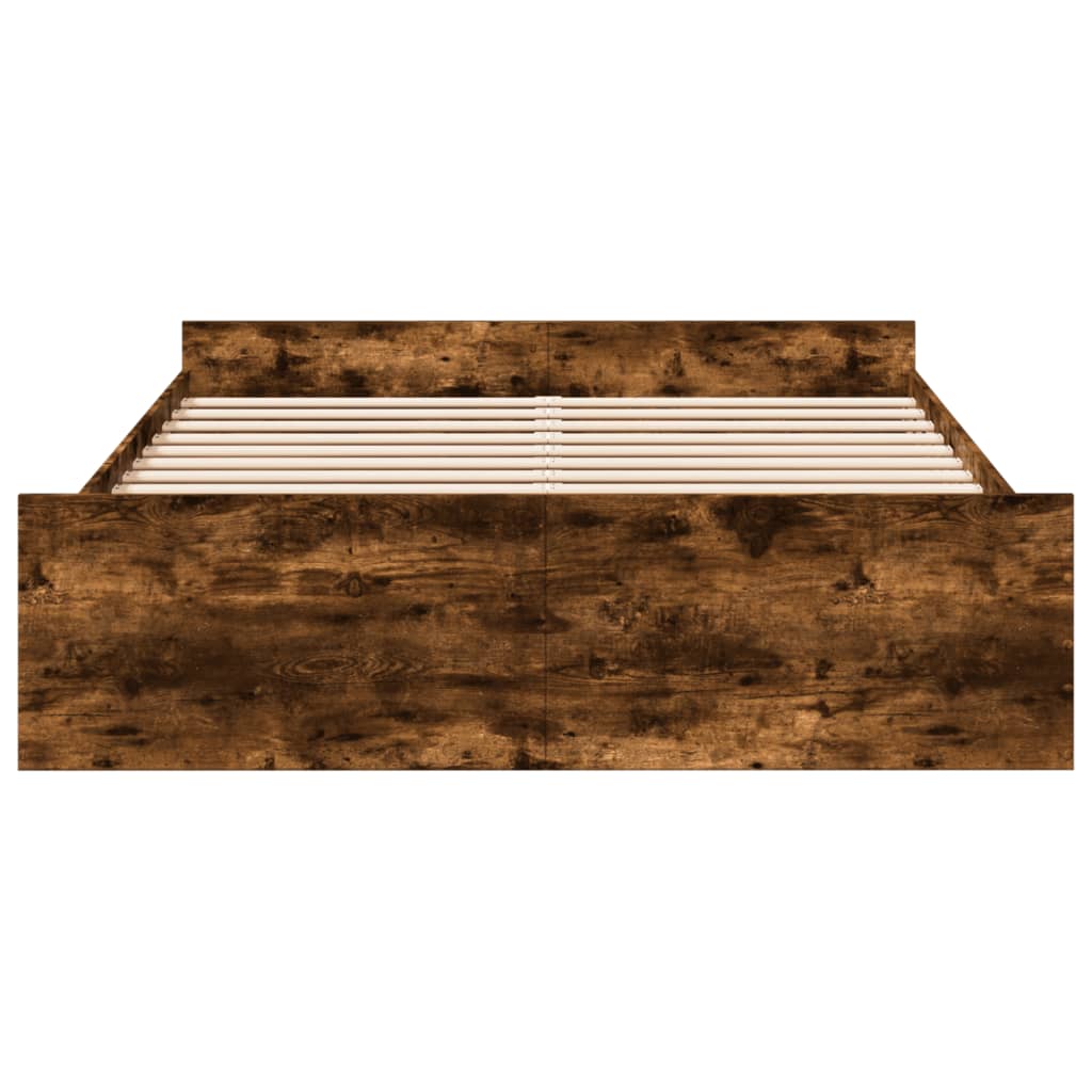 vidaXL Cadru de pat cu sertare stejar fumuriu 160x200cm lemn prelucrat