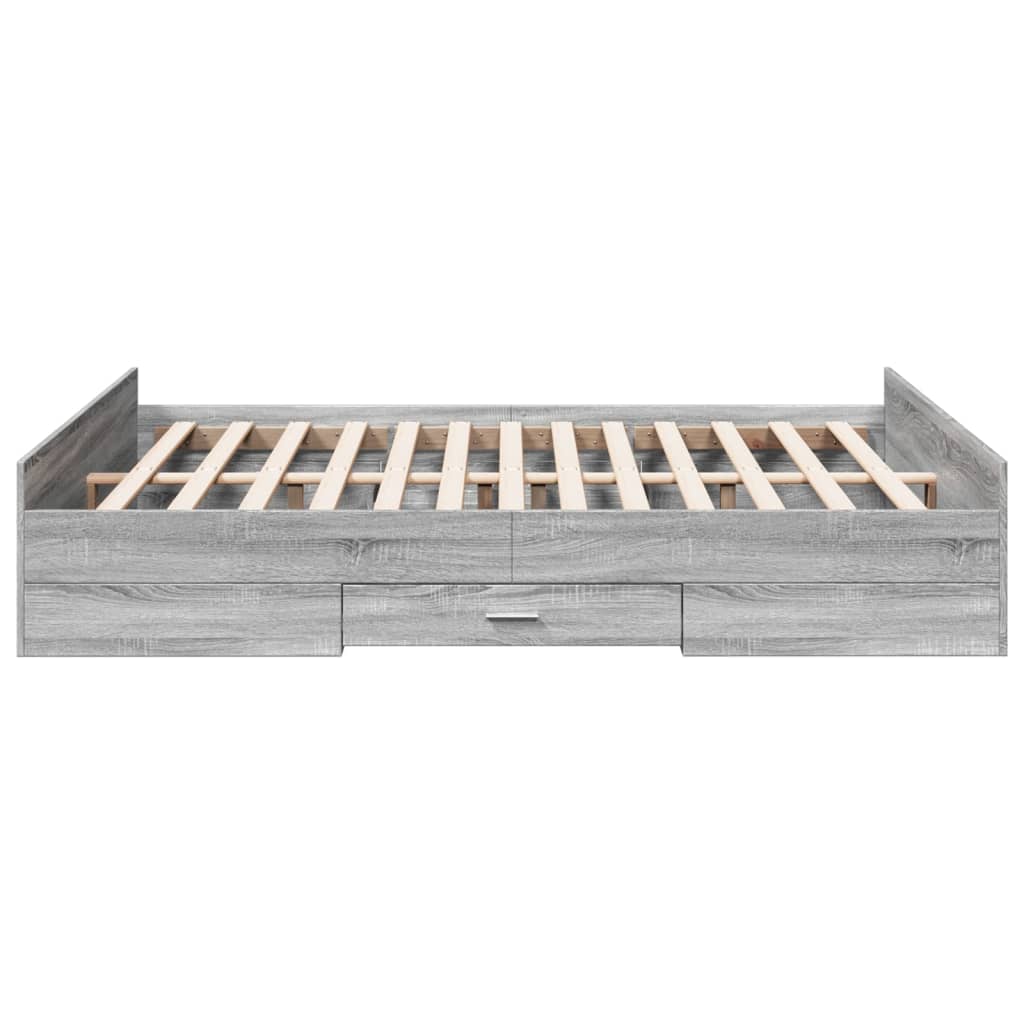 vidaXL Cadru de pat cu sertare, gri sonoma, 160x200 cm lemn prelucrat vidaXL Cadru de pat cu sertare, gri sonoma, 160x200 cm lemn prelucrat