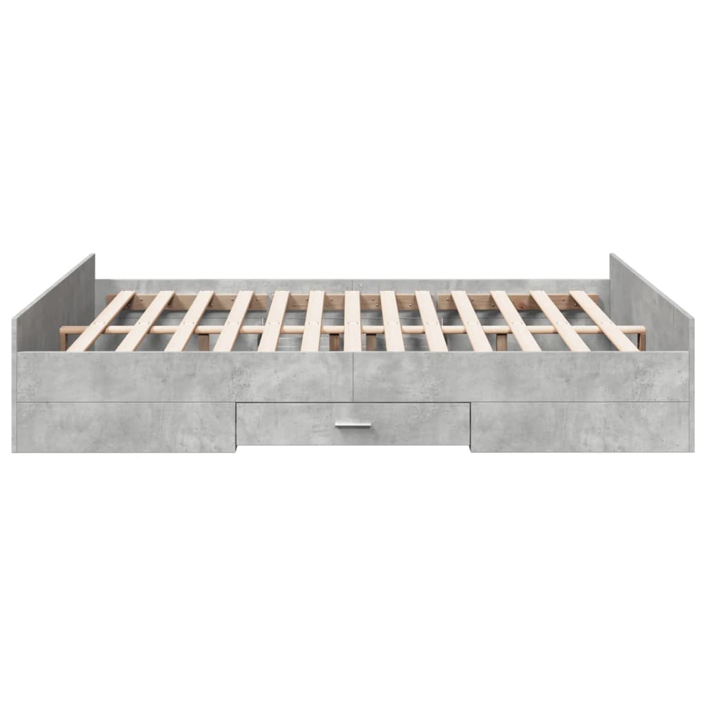 vidaXL Cadru de pat cu sertare, gri beton, 150x200 cm, lemn prelucrat vidaXL Cadru de pat cu sertare, gri beton, 150x200 cm, lemn prelucrat