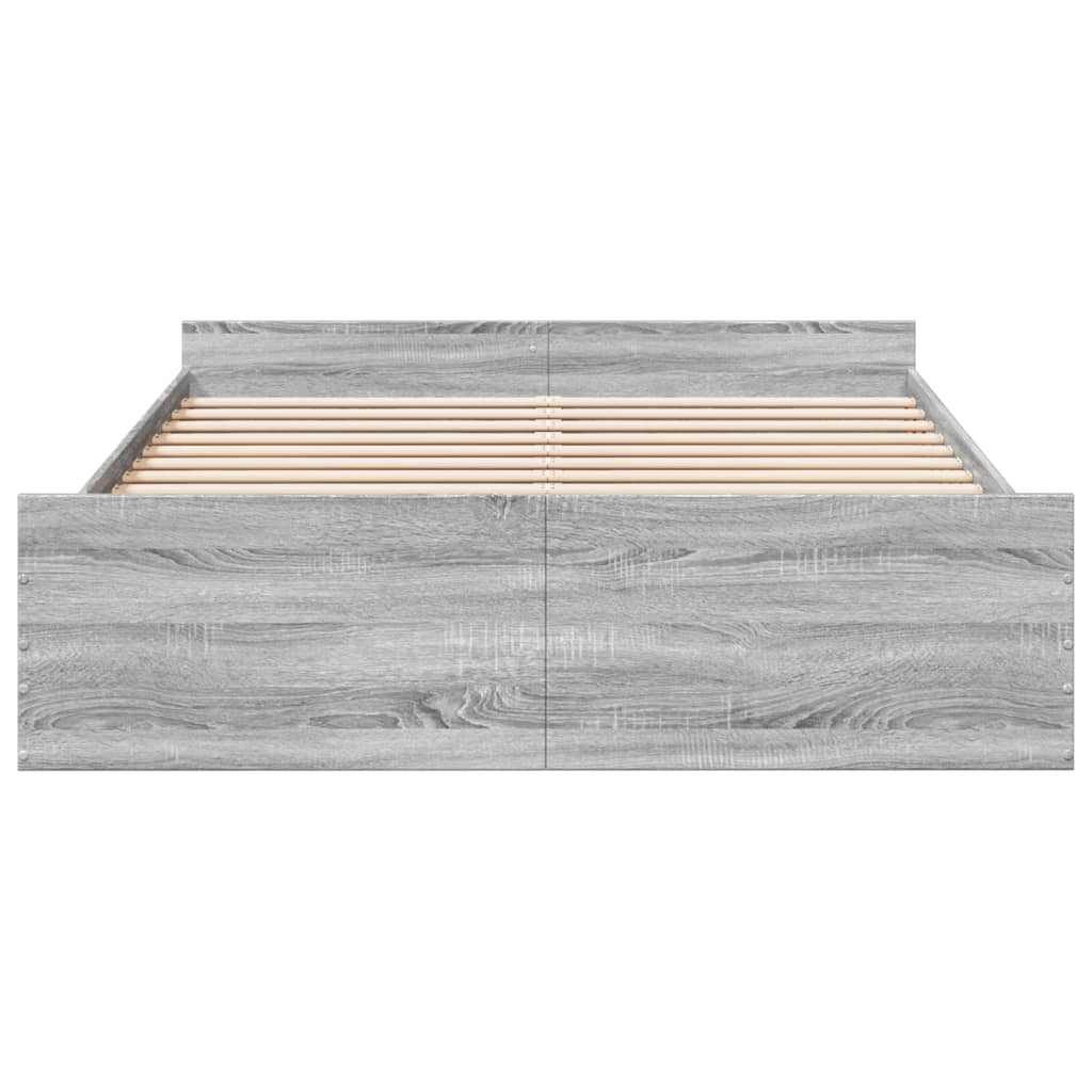 vidaXL Cadru de pat cu sertare gri sonoma 150x200 cm lemn prelucrat
