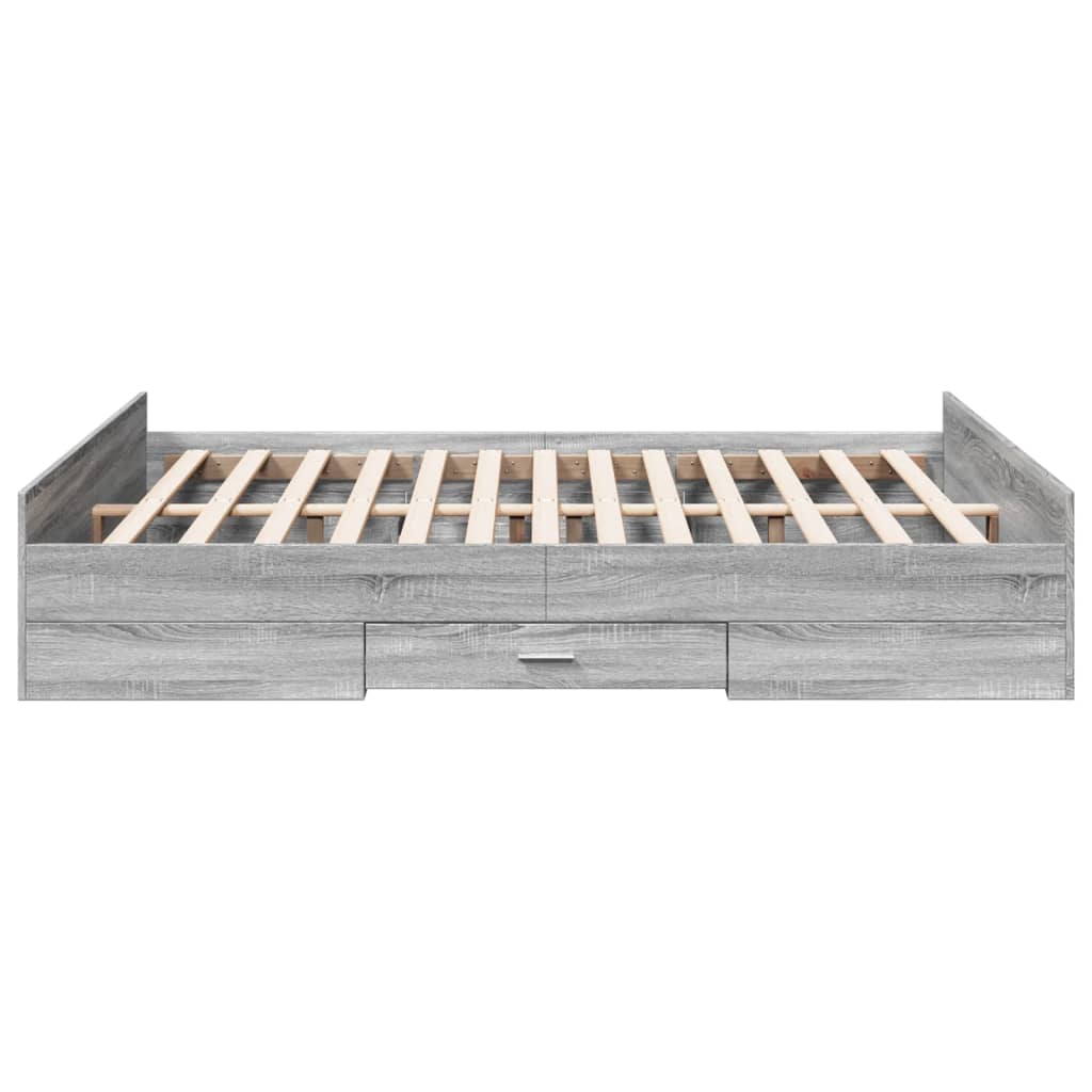 vidaXL Cadru de pat cu sertare gri sonoma 150x200 cm lemn prelucrat