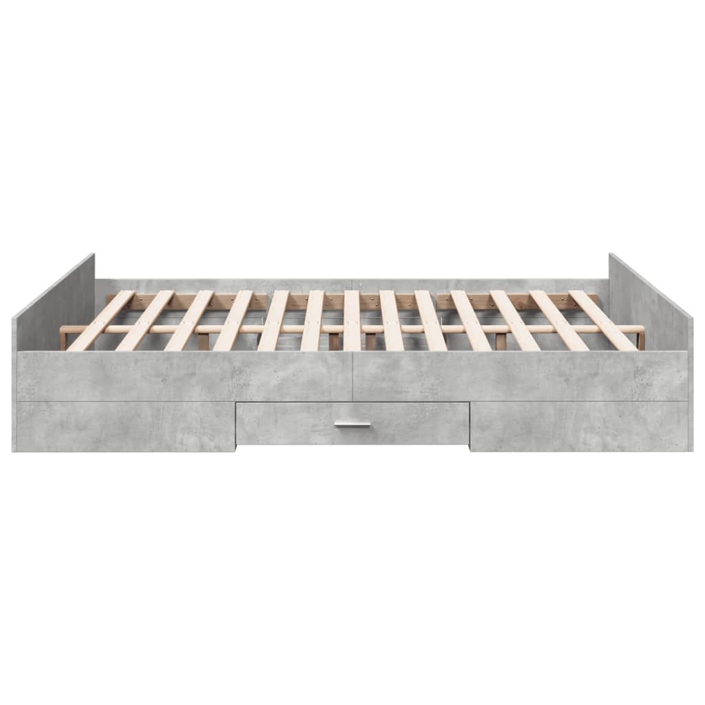 vidaXL Cadru de pat cu sertare, gri beton, 140x200 cm, lemn prelucrat vidaXL Cadru de pat cu sertare, gri beton, 140x200 cm, lemn prelucrat