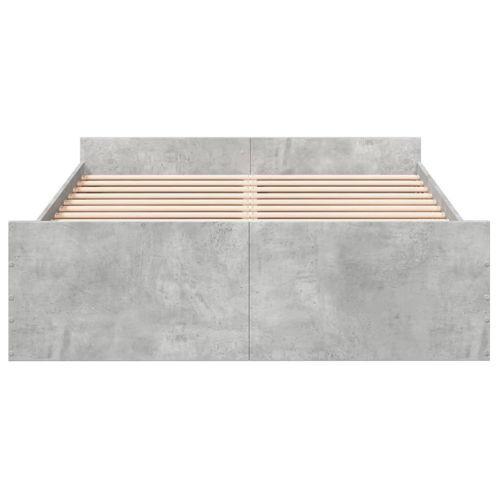 vidaXL Cadru de pat cu sertare, gri beton, 120x200 cm, lemn prelucrat vidaXL Cadru de pat cu sertare, gri beton, 120x200 cm, lemn prelucrat