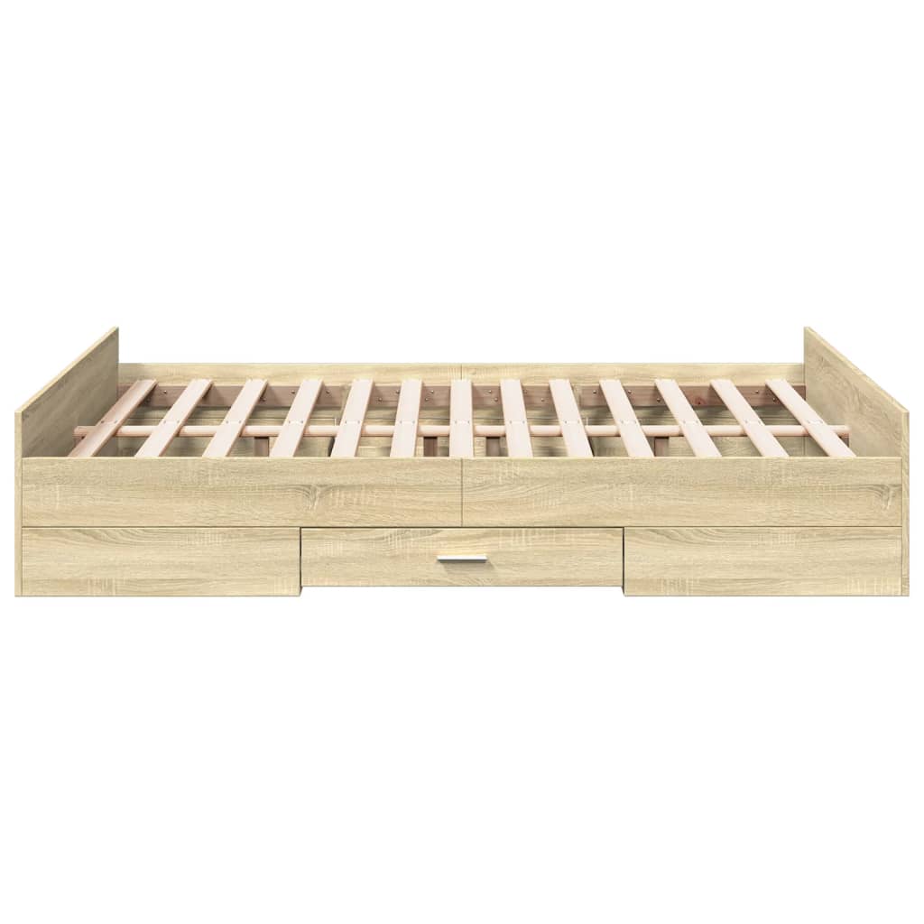 vidaXL Cadru de pat cu sertare stejar sonoma 140x190 cm lemn prelucrat
