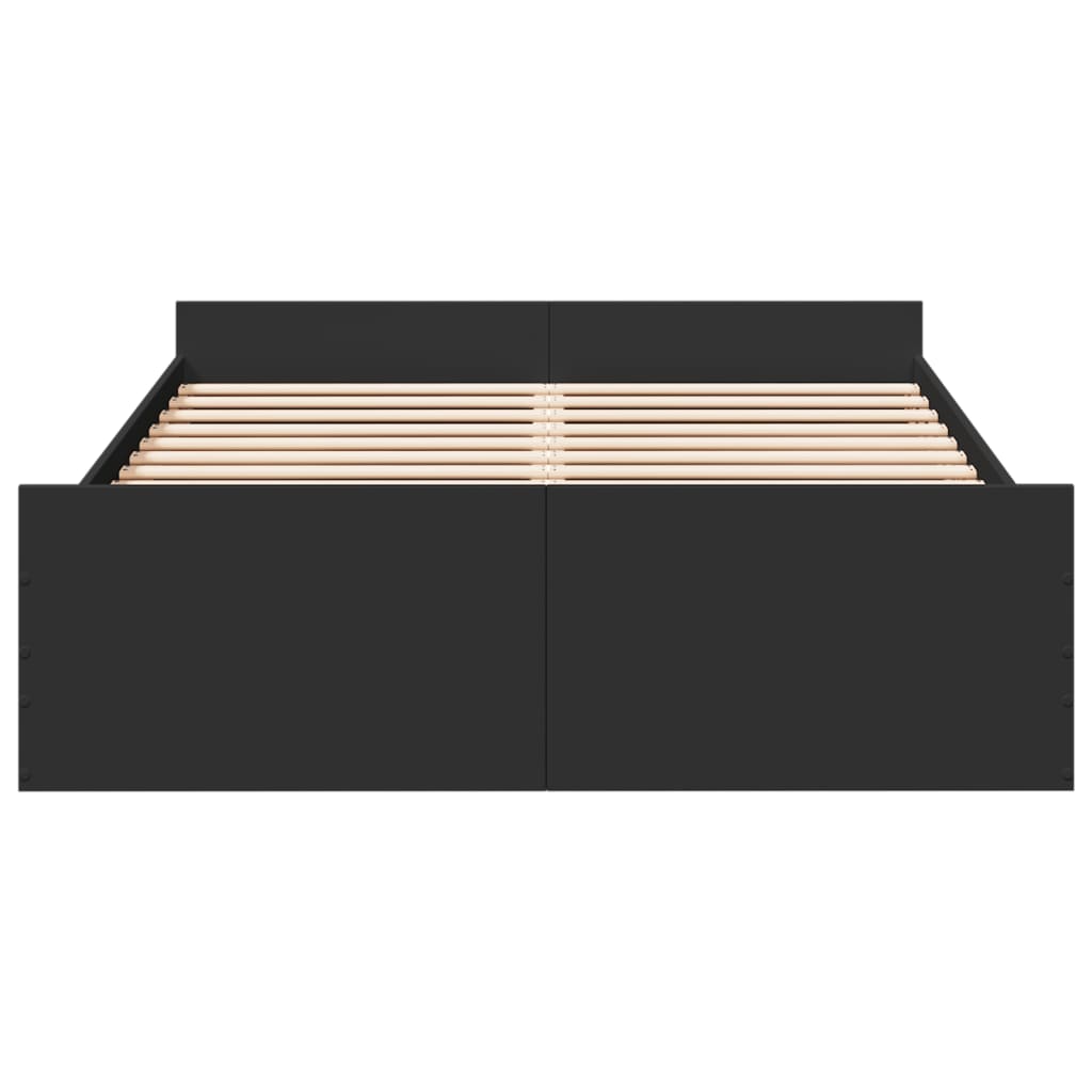 vidaXL Cadru de pat cu sertare, negru, 135x190 cm, lemn prelucrat vidaXL Cadru de pat cu sertare, negru, 135x190 cm, lemn prelucrat