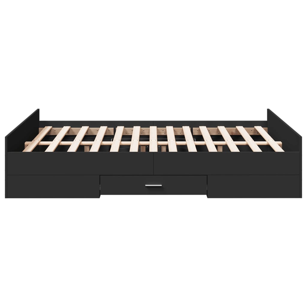 vidaXL Cadru de pat cu sertare, negru, 135x190 cm, lemn prelucrat vidaXL Cadru de pat cu sertare, negru, 135x190 cm, lemn prelucrat