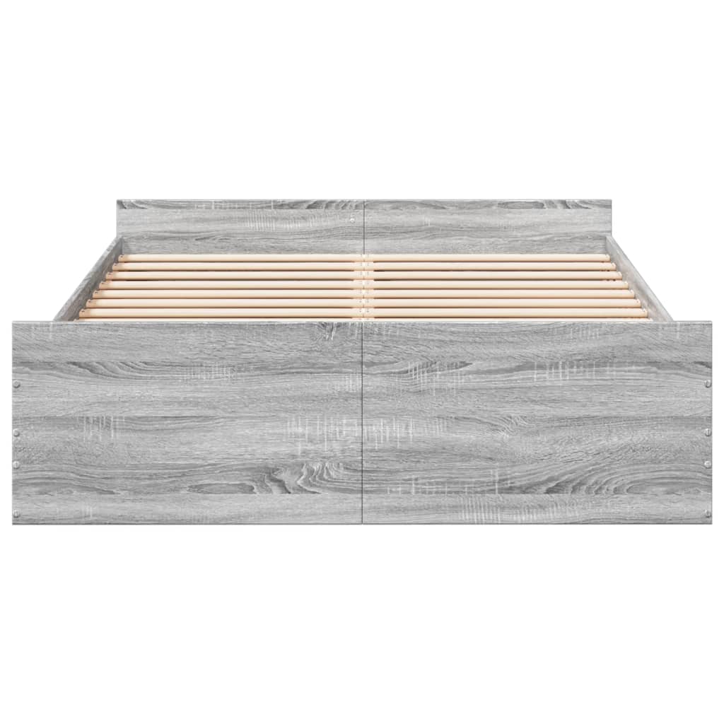 vidaXL Cadru de pat cu sertare, gri sonoma, 135x190 cm, lemn prelucrat vidaXL Cadru de pat cu sertare, gri sonoma, 135x190 cm, lemn prelucrat