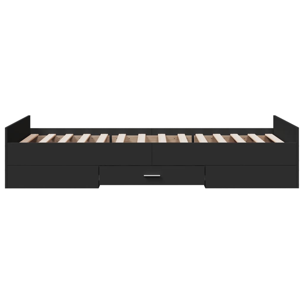 vidaXL Cadru de pat cu sertare, negru, 100x200 cm, lemn prelucrat vidaXL Cadru de pat cu sertare, negru, 100x200 cm, lemn prelucrat