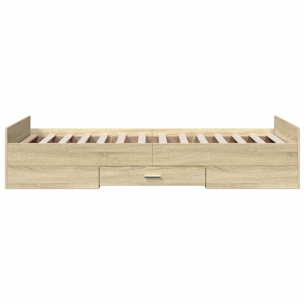 vidaXL Cadru de pat cu sertare stejar sonoma 100x200 cm lemn prelucrat vidaXL Cadru de pat cu sertare stejar sonoma 100x200 cm lemn prelucrat