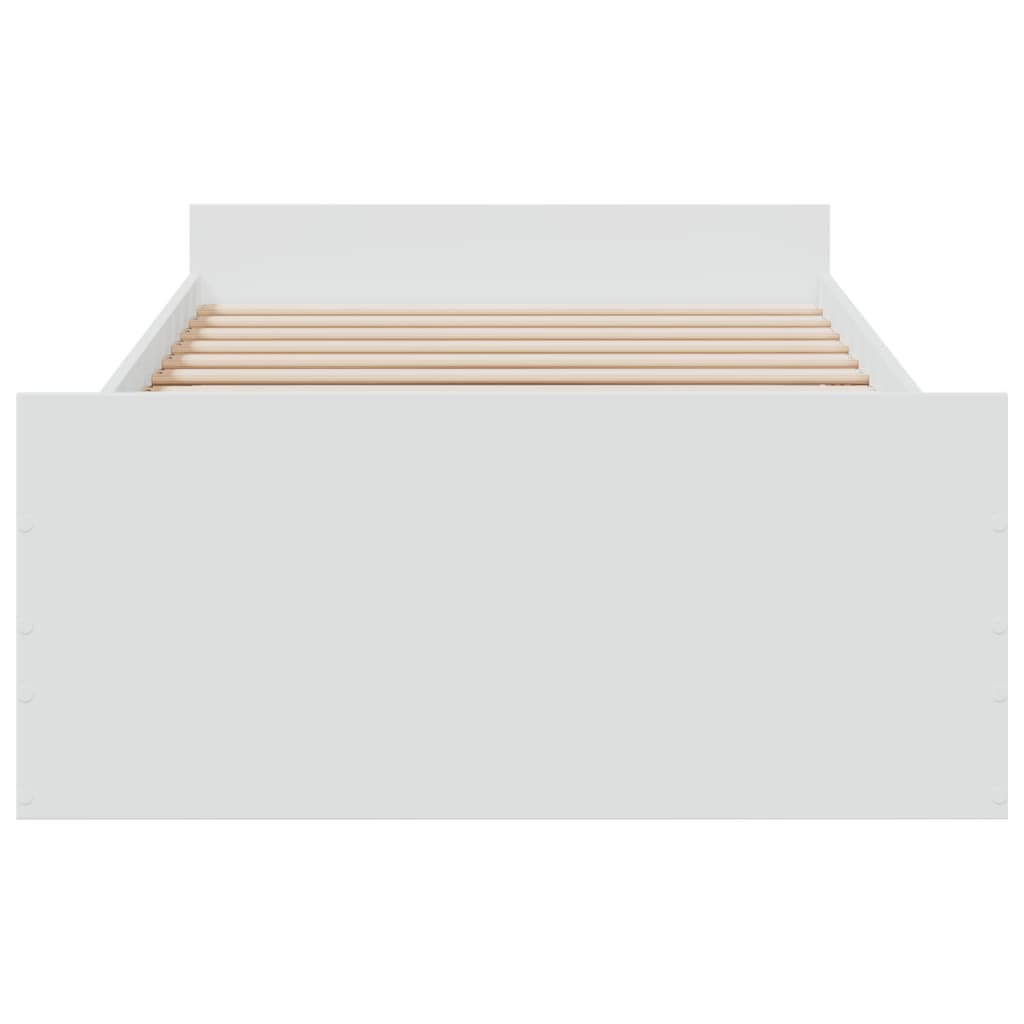 vidaXL Cadru de pat cu sertare, alb, 75x190 cm, lemn prelucrat vidaXL Cadru de pat cu sertare, alb, 75x190 cm, lemn prelucrat