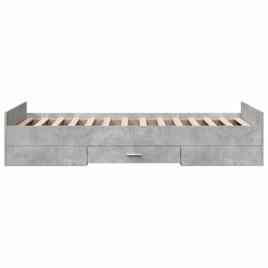 vidaXL Cadru de pat cu sertare, gri beton, 75x190 cm, lemn prelucrat vidaXL Cadru de pat cu sertare, gri beton, 75x190 cm, lemn prelucrat