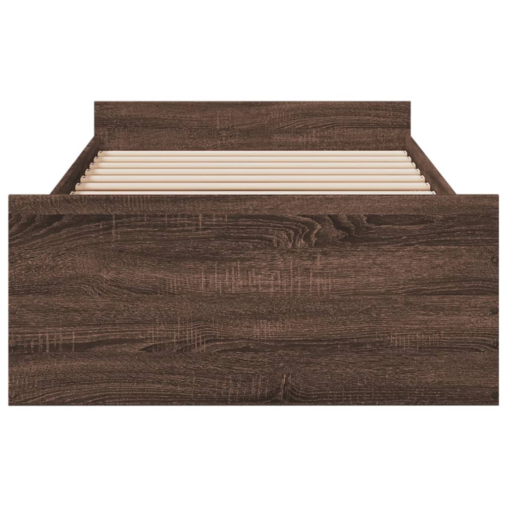 vidaXL Cadru de pat cu sertare stejar maro 75x190 cm lemn prelucrat