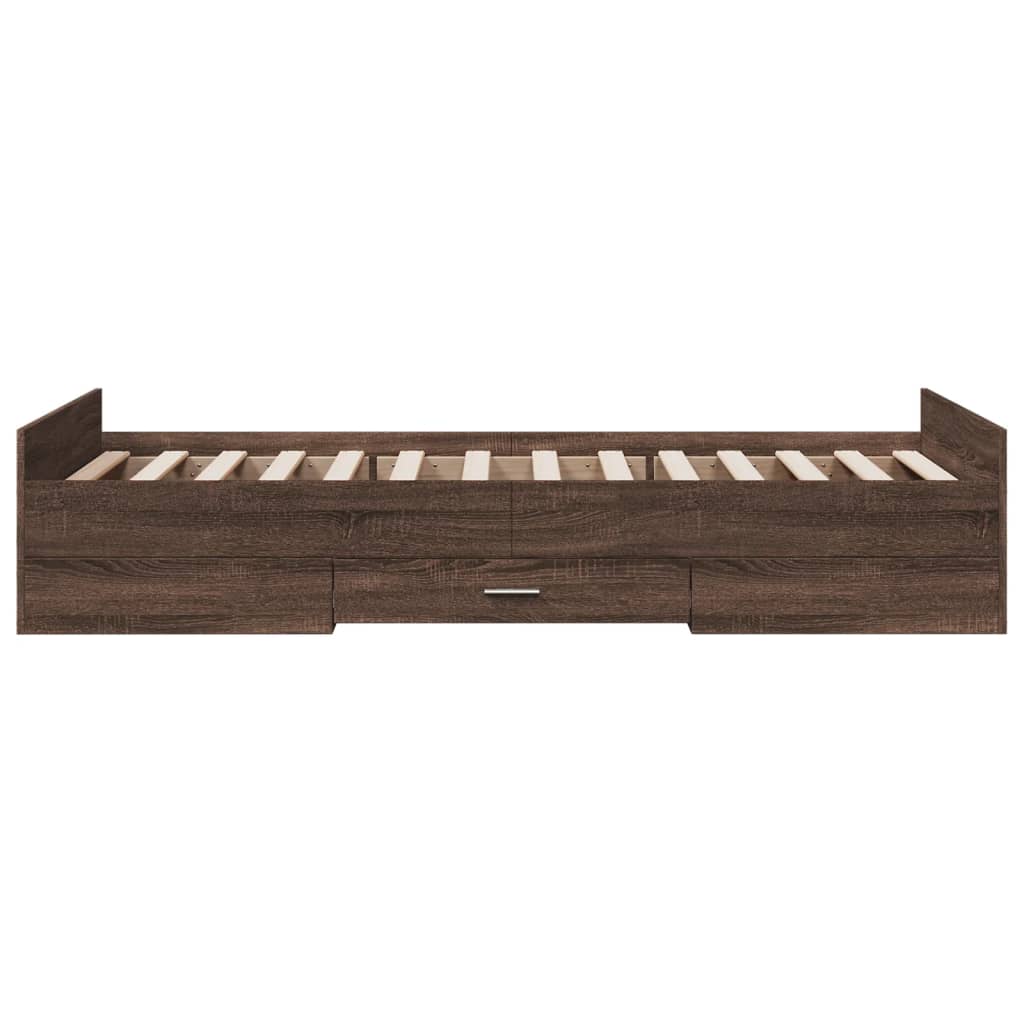 vidaXL Cadru de pat cu sertare stejar maro 75x190 cm lemn prelucrat
